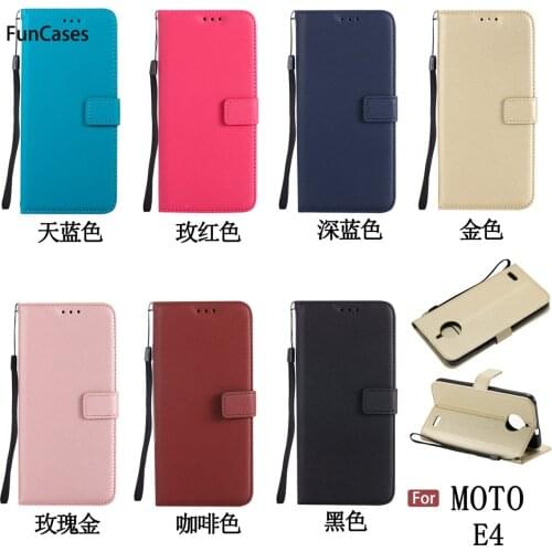 Pure Color PU Leather Case sFor Capa Moto E4 Soft Silicone Back Cover Cellular Vintage Flip Case For Motorola E4 Phone Shell