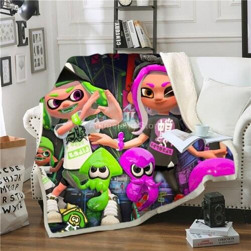 Hot Game Splatoon Cartoon Kids 3D Print Throw Blanket Fleece Blanket For Beds Home Textiles Luxury Adult Winter Decor Gift Warm