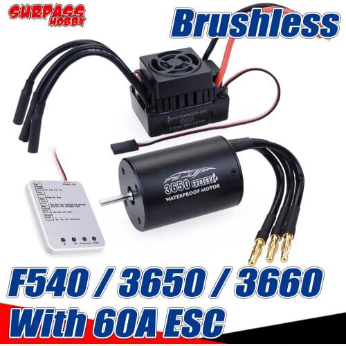 SURPASS HOBBY Combo F540 3650 3660 Waterproof Brushless Motor with 60A ESC Program Card for 1/10 RC Car Traxxas Off-Road trx4