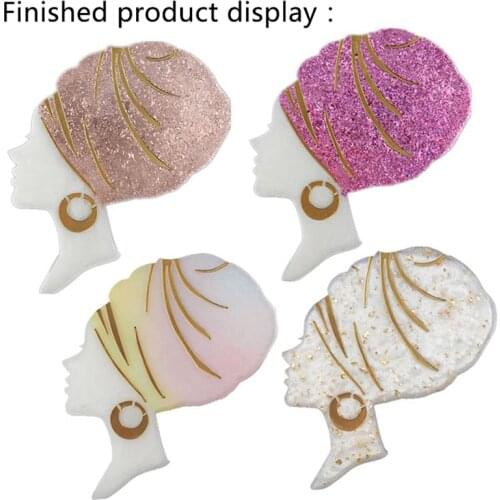 DIY Crystal Epoxy Resin Coaster Silicone Mold Afro Head Woman Head Beauty Mold