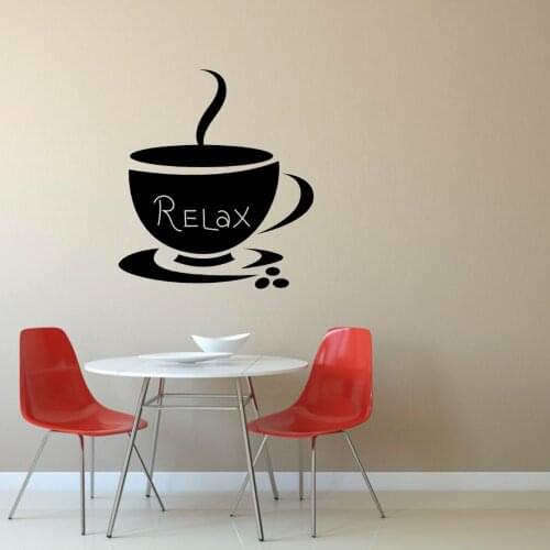 Relax Coffee Cup SIlhouette Wall Sticker Decal For Cafe Coffee Shop And Kitchen Wall Art Decoration A001485