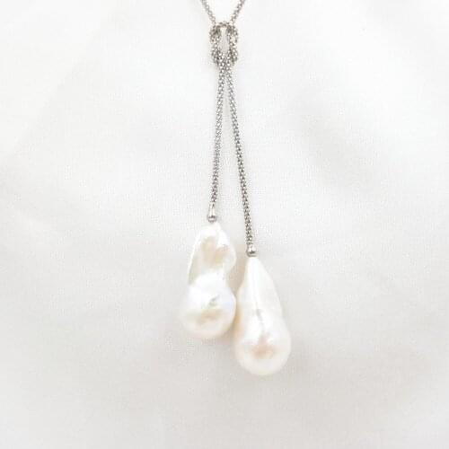 Lii Ji Double AA+ Baroque Pearl 925 Sterling silver Necklace 44cm