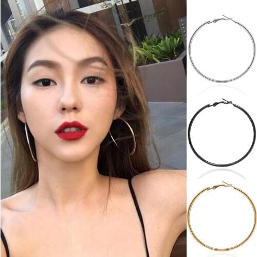 Trendy Hoop Earrings Large Women Big Smooth Round Loop Earrings Party Gifts Girls Jewelry Accessories Korean Style Multi Colors