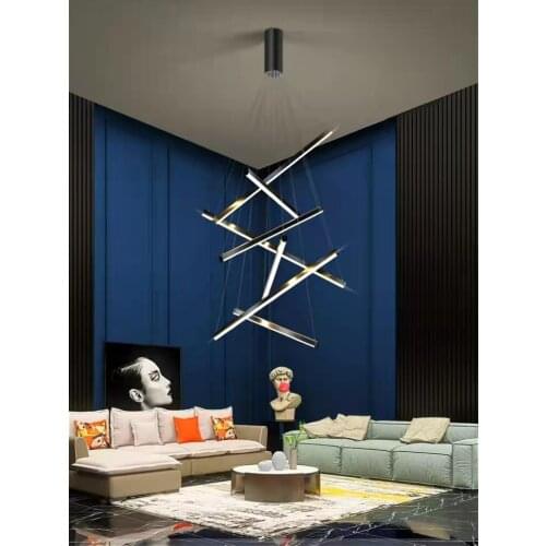 Modern Creative ChandelierBlack Nordic Interior Lighting For Living Dining Room Kitchen Decoration Lamp Staircase Pendant Lamp