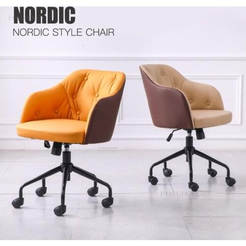 Small Apartment Bedroom Backrest Computer Chairs Home Hotel Lift Swivel Office Seat Chair Simple Study Front Desk Lazy Armchair