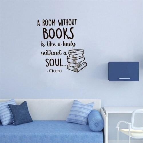 Inspirational Quotes Wall Decal About Books A Room Without Books Is Like A Body Without A Soul Wall Sticker Vinyl DW9605