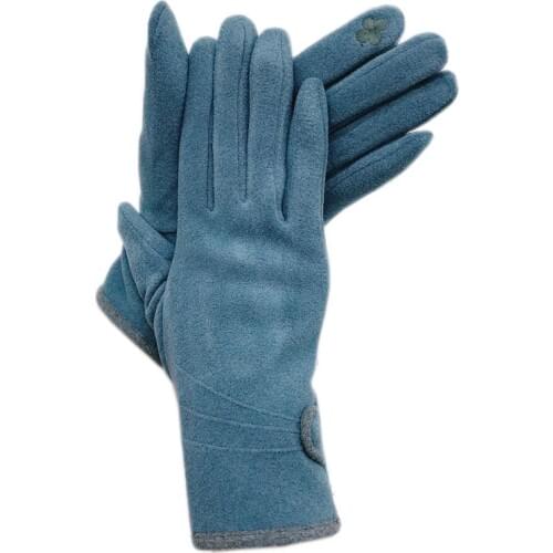 Gloves winter ladies 2020 new touch screen de velvet thickened wrist fashion pink gray lake blue gloves ladies leather winter wa