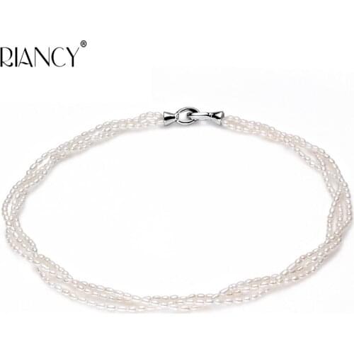 Real Pearl boho Necklace jewelry Natural Freshwater Multi-layer 925 sterling silver Pearl Necklace For Women party wedding gift