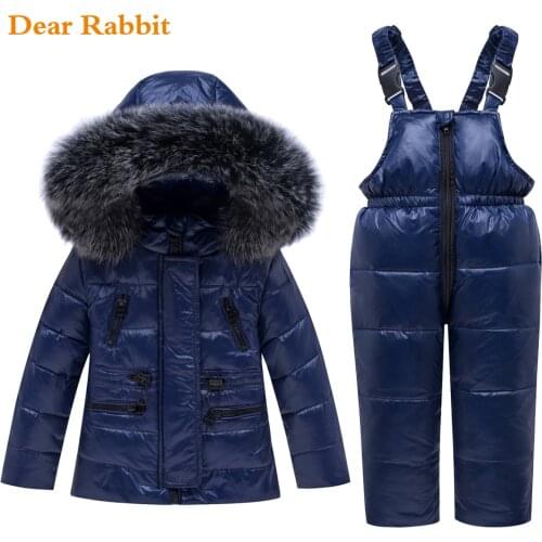 Winter Baby Boys Girl clothing Set warm Down Jacket coat Snowsuit Children parka real fur Kids Clothes Overalls infant overcoat