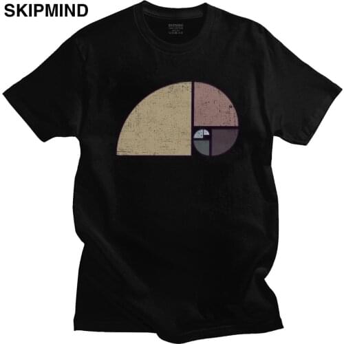 Golden Ratio T Shirt Distressed Geometric Fibonacci Spiral Tee Tops Men Short Sleeve Geometry Math Earth Tones Abstract T-shirt