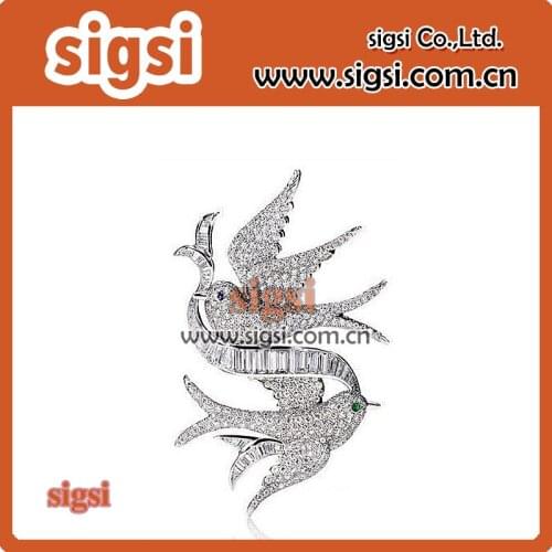 100pcs wholesale rhinestone swallows animal brooches pin for wedding invitation