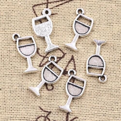 15pcs Charms Wineglass Wine Glass 18x9mm Antique Silver Color Plated Pendants Making DIY Handmade Tibetan Finding Jewelry