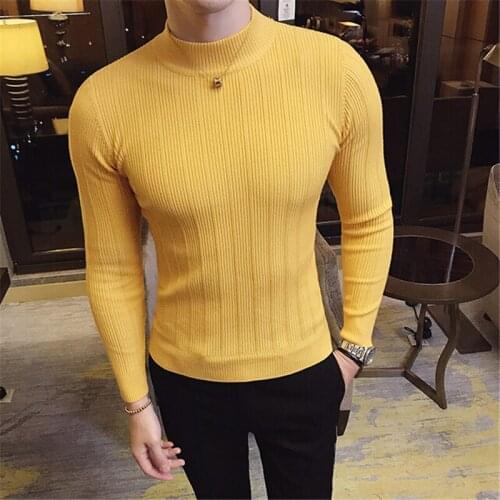 2021 Mens Slim Fit-Collarbottomed in Autumn and Winter Solid Color Casual Sweater mens clothes