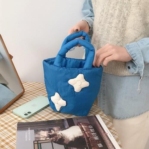 2021 Warmer Bag Fashion small Cotton Space Air Bag Down Filling Quilted Feather Handbag For Women Quality Shoulder Bag Bolsa