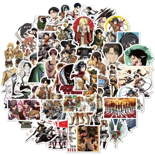 50/100Pcs Anime Stickers Attack on Titan Skateboard Luggage Suitcase Laptop Stickers for Kids Stationery Attack on Titan Sticker