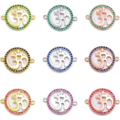 Juya DIY Hinduism Jewelry Accessories Supplies Taichi OM Chakra Religious Charm Connectors For Bracelets Earrings Making