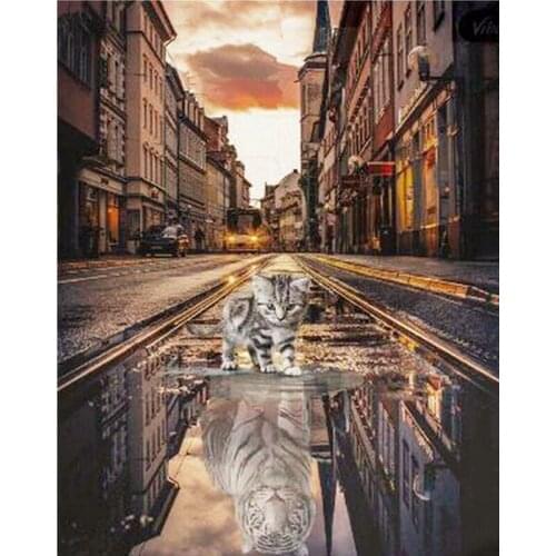 YIKEE Diamond Embroidery Square Cat Cross Stitch DIY Diamonds Mosaic Hobby Home Decoration y100