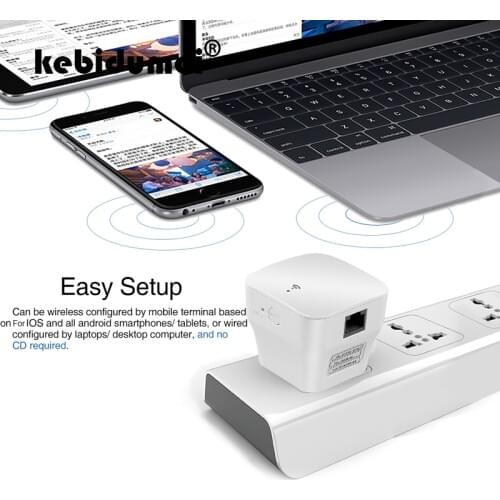 Kebidumei Wireless Wifi Repeater WiFi Routers 300Mbps Range Expander 2.4G Signal Booster Extender WIFI with AP WPS Encryption