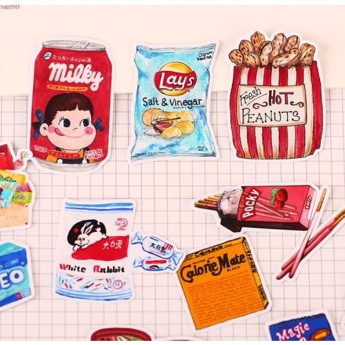 40pcs Snacks Cartoon Album Scrapbook Waterproof Decoration Sticker DIY Handmade Gift Scrapbook Sticker