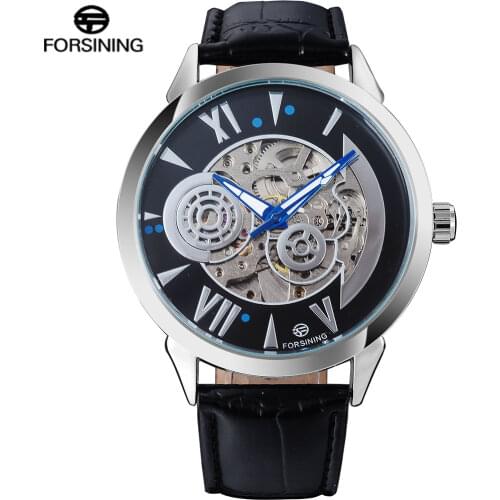 FORSINING Classic Fashion Men Watches Luxury Skeleton Genuine Leather Top Brand Automatic Mechanical Men Watch Relogio Masculino