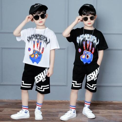 Cotton Tshirt Jeans Pants Summer clothing set for boys girls Ballroom Jazz Hiphop Street Dance Outfits for 6 8 10 12 14 Years