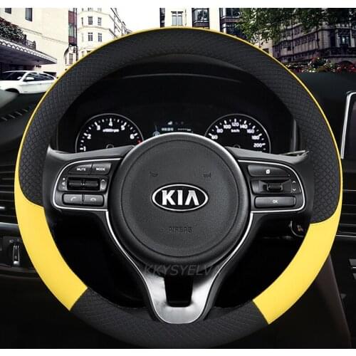 Leather Sport Car Steering Wheel Cover for Kia SELTOS SUV 2019 2020 2021 KX3 Auto Accessories