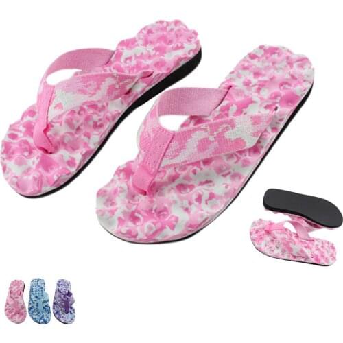 Massage Slippers Women Summer Beach Casual Shoes Flip Flops Shoes Female Indoor Outdoor Flat Heel Round Toes Slipper Flower