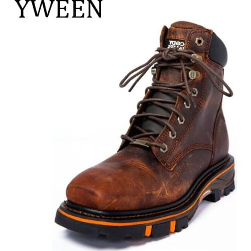 YWEEN Men Boots Leather Autumn Winter Handmade Retro Leisure Sports Boots for Men Drop Shipping Large size 38-48