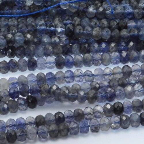 Natural Iolite Faceted Rondelle Beads 3x4.2mm
