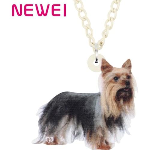 Newei Acrylic Sweet Yorkshire Dog Necklace Chain Cute Animal Pets Choker Pendant Jewelry For Women Kids Teens Party Gift Charms