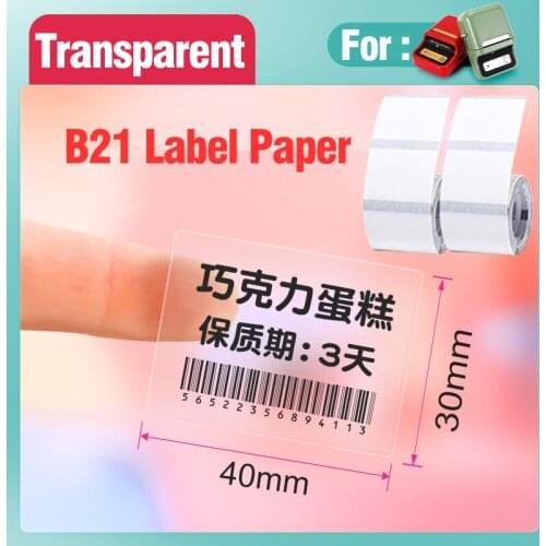 Niimbot B3S/B21 Thermal Barcode Label Paper Transparent Color Self-adhesive Waterproof Oil-Proof Tear Resistant Paper For Print