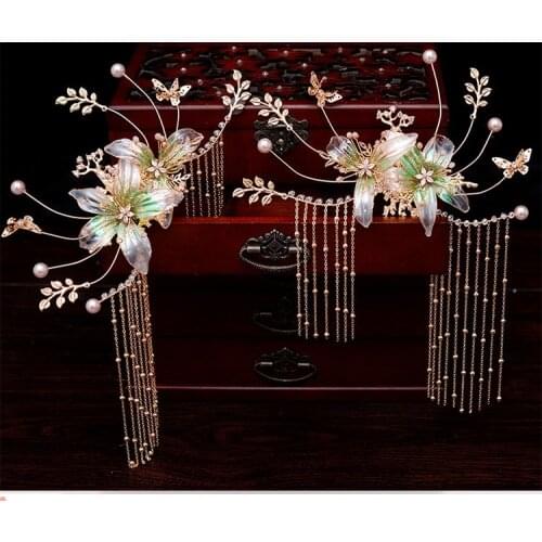 New Headpieces Green Colorful Disposable Liquid Flower Barrettes Bride Wedding Makeup Hair Accessories