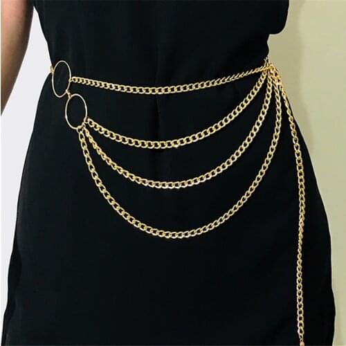 Tassel Gold Chain Belt For Women Dresses Designer Brand Luxury Punk Fringe Silver Waist Belts Female Metal Golden Dress Belt