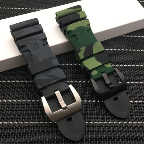 24mm 26mm Camouflage Colorful Silicone Rubber watch band Replace For Panerai strap watch band Waterproof watchband free tools