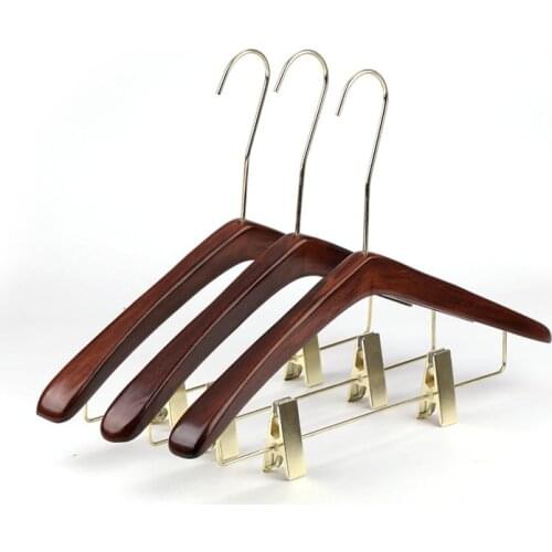 Hangers for Clothes Multifunction Wooden Trouser Hangers with Clips Store Shop Display Long Hook Coat Hanger Skirt Wood Rack