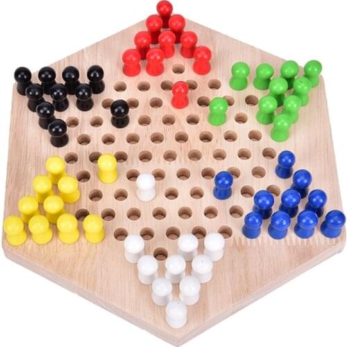 Most Popular Traditional Hexagon Wooden Chinese Checkers Family Game Set 1 set
