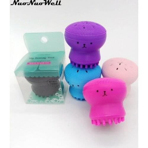Jellyfish Shaped Silicone Octopus Face Cleanser Powder Puff Brush Facial Puff Face Cleanse Washing Silicone Makeup Tools