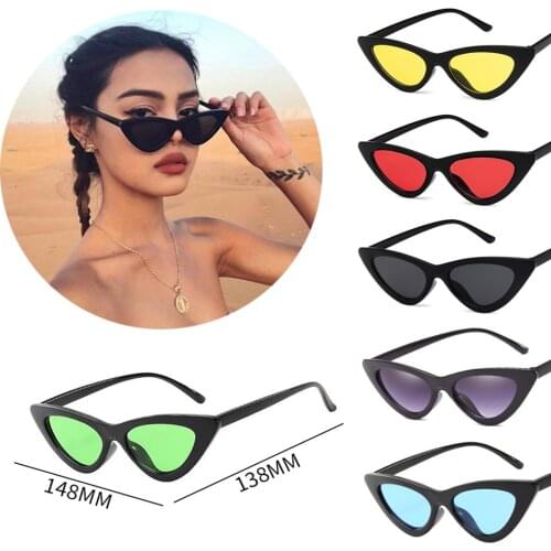 2021 Fashion Cute Sexy Ladies Cat Eye Sunglasses Women Vintage Retro Small Triangular Cateye Sun Glasses Black Frame Eyewear