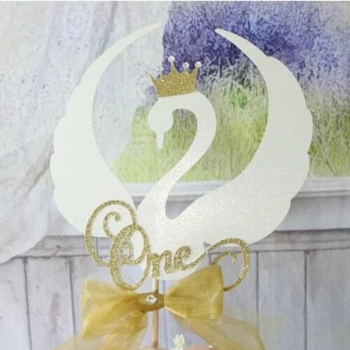 Personalize glitter ANY NAME AGE Swan Princess first 2nd birthday party Cake Topper cake toppers baby shower party decoration