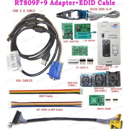 RT809F Universal ISP USB Programmer + 9 Items With 1.8V / SOP8 Adapters Socket + EDID Cable