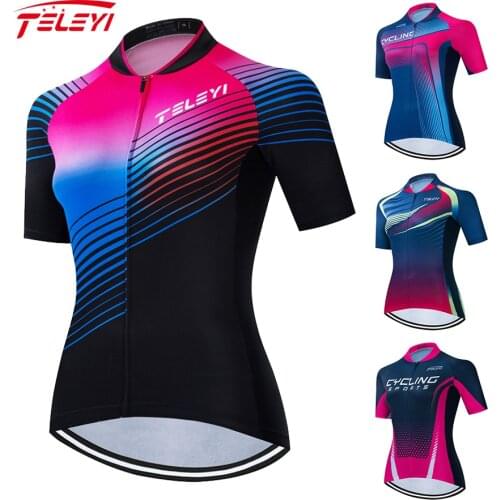 Cycling Jersey women Bike Jerseys female road MTB bicycle shirt Short Sleeve maillot Girl Racing riding tops Blue white#21
