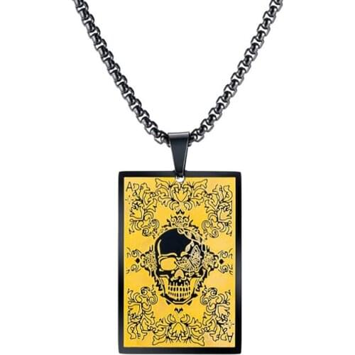 Stainless Steel Vintage Black Mexico Sugar Skull Pendant Necklace Minimalism Punk Rock Skull Mens Jewelry Gift For Him