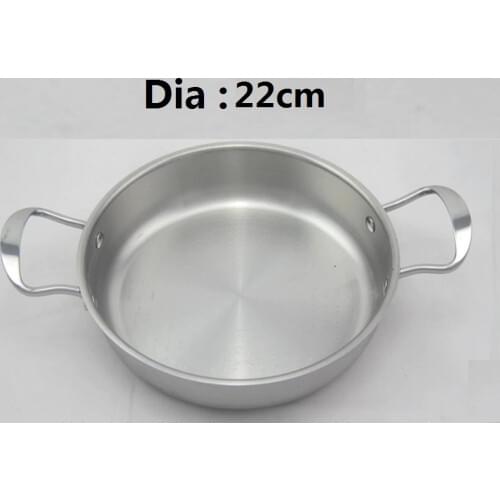 Inner Dia:22cm Supreme Non-coating Stainless Steel Fry Pan Griddles & Grill Pans