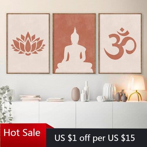 Yoga Meditation Canvas Painting Abstract Buddha Statue Lotus Buddha Buddhism Prints Poster Room Decor Wall Decor Pictures