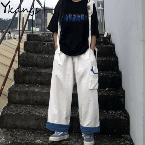 Big Pockets Cargo Pants Women High Waist Wide Leg Jogger Loose Gothic Black Zipper Boyfriends Trousers Baggy Jogging Sweatpants