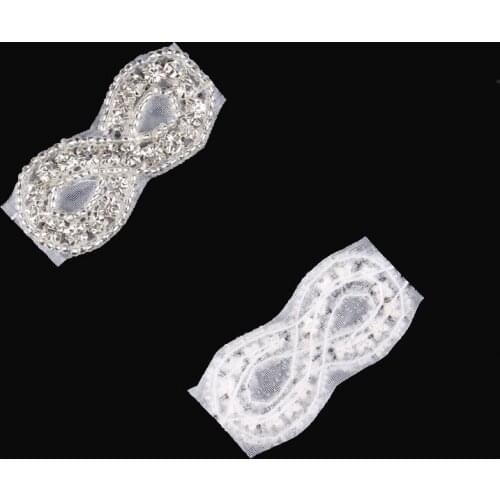 2pcs/lot) Chic Silver Base Rhinestone Applique Handmade Flatback 8 Shape Crystal Rhinestone Button For Girl Wedding Decoration