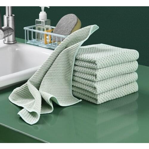 5Pcs/Set Kitchen Non-Absorbent Fish Scale Cleaning Cloth Housework Table Dish Cloth Cleaning Rags Kichen Accessories