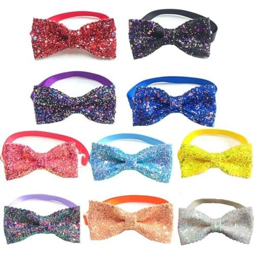 50pcs New Design Bling Bling Dog Bow Ties Necktie Collar Bow Tie Small Medium Dog Neckties Dog Grooming Pet Acessories