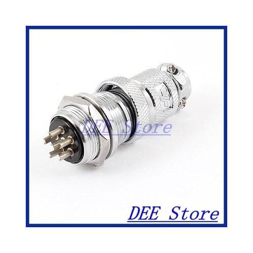 AC 200V 5A 1000V 6P 6 Pin Aviation Connector Male Plug Joint Silver Tone