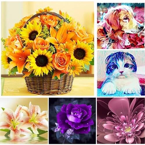 Animal Flower DIY 5D Diamond Painting Cross Craft Stitch Art Kit Home Decor